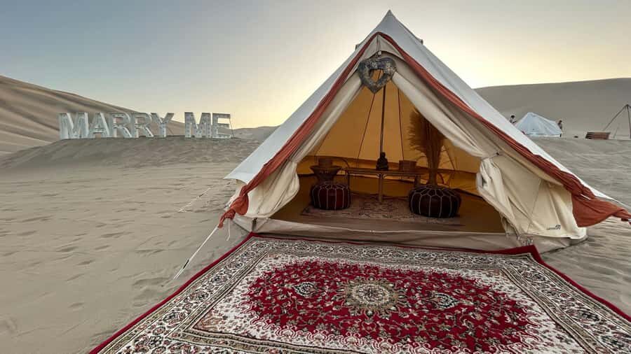 Ica | Huacachina: Desert Glamping | Night Under the Stars - Sleeping in the Dunes: The Tent Setup and Bed Choice